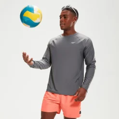 Men's Essential Long Sleeve Swim Top Grey
