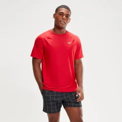 Men's Essential Short Sleeve Swim Top Red