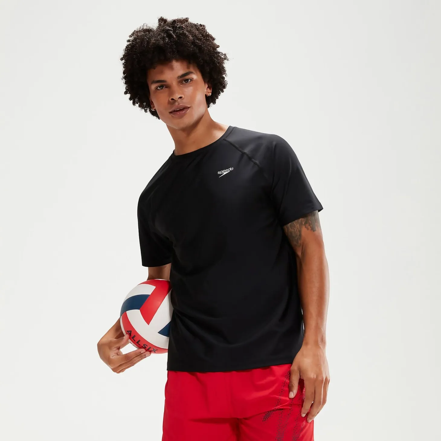 Men's Essential Short Sleeve Swim Top Black