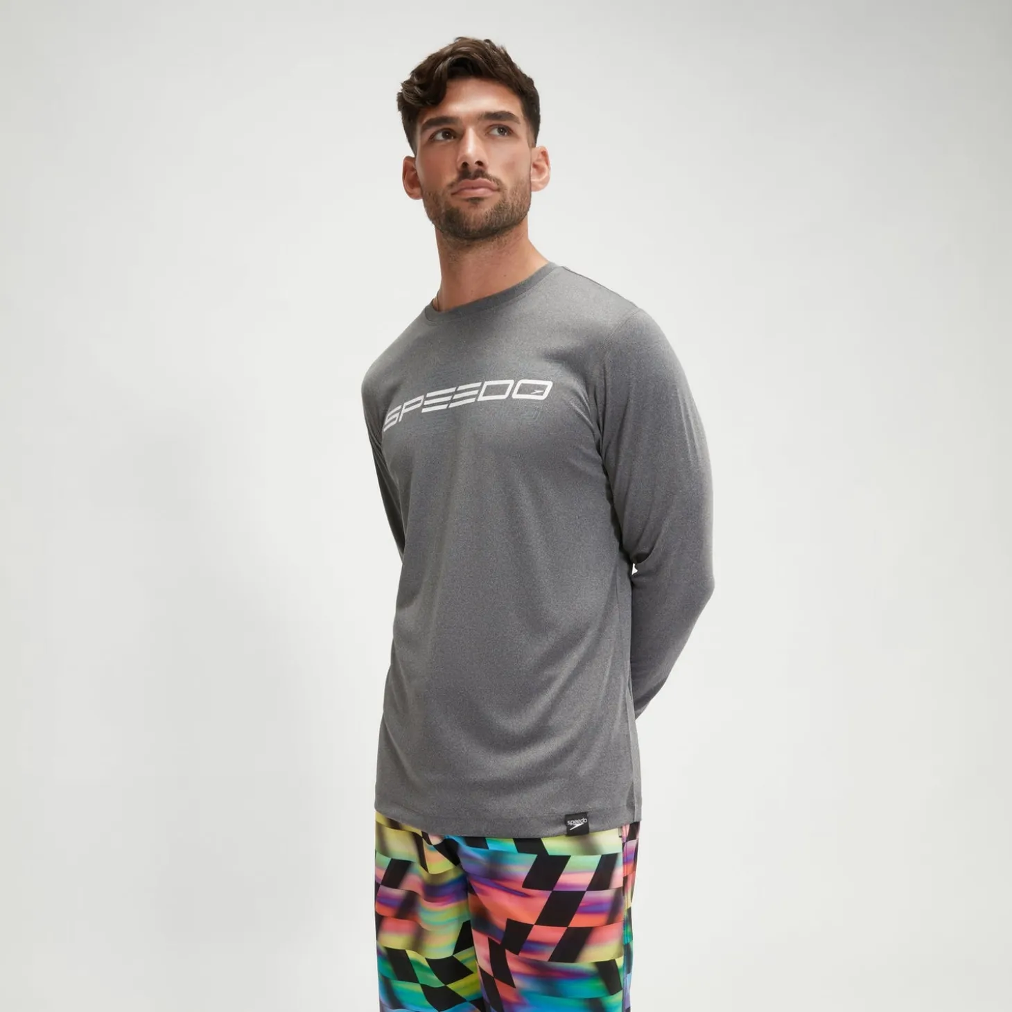 Men's Long Sleeve Graphic Swim Shirt Grey