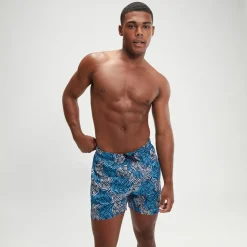 Men's Printed Leisure 16" Swim Shorts Blue/White