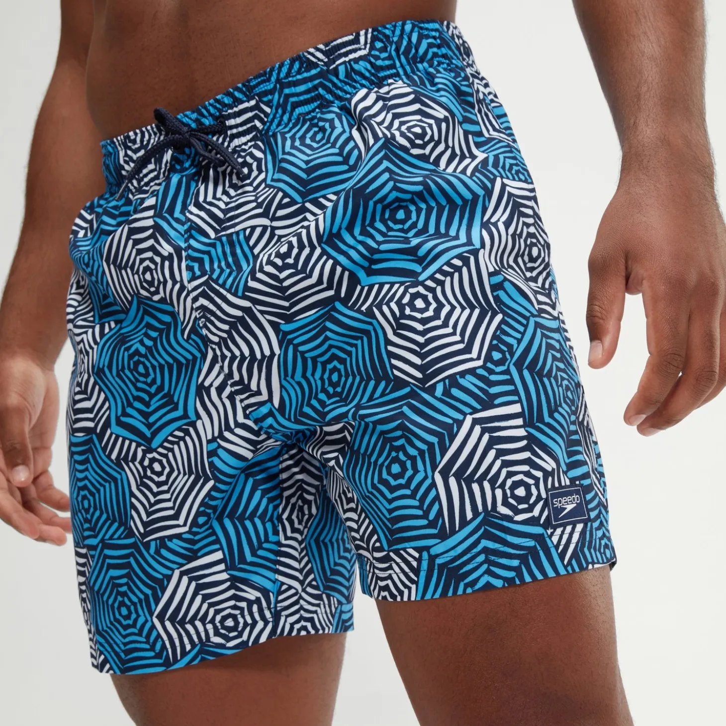 Men's Printed Leisure 16" Swim Shorts Blue/White