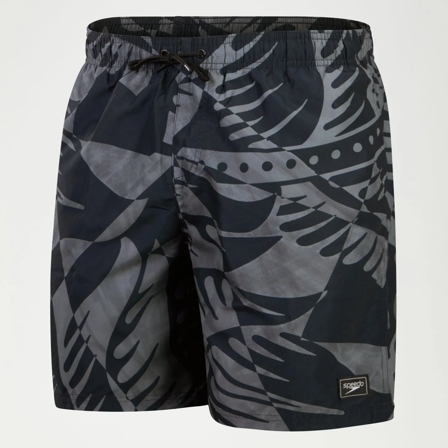 Men's Printed Leisure 18" Swim Shorts Black/Grey