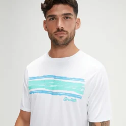 Men's Short Sleeve Graphic Swim Shirt White/Blue