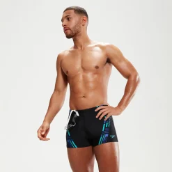 Men's Tech Print Aquashorts Black/Blue