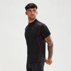 Men's Tech Short Sleeve Rash Top Black/Red