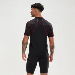 Men's Tech Short Sleeve Rash Top Black/Red