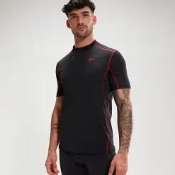 Men's Tech Short Sleeve Rash Top Black/Red