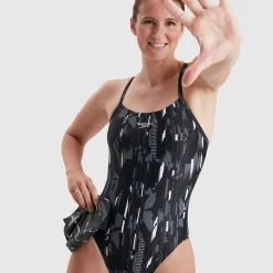 Women's Allover Rippleback Swimsuit Black/Grey