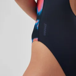 Women's Club Training Allover Fixed Crossback Swimsuit Navy/Red