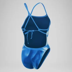 Women's Club Training Allover Digital Tie Back Swimsuit Blue