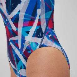 Women's Club Training Allover Digital Starback Swimsuit Purple/Blue
