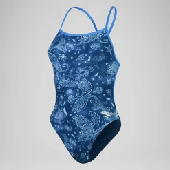 Women's Club Training Allover Digital Vback Swimsuit Blue