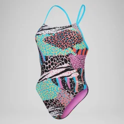 Women's Club Training Allover Digital Tie Back Swimsuit Black/Green