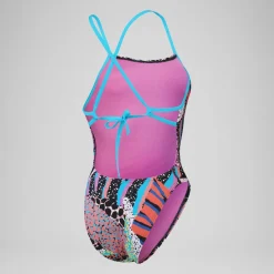 Women's Club Training Allover Digital Tie Back Swimsuit Black/Green