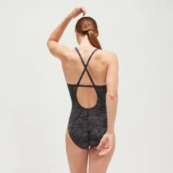 Women's Club Training Fixed Crossback Swimsuit Black/Grey