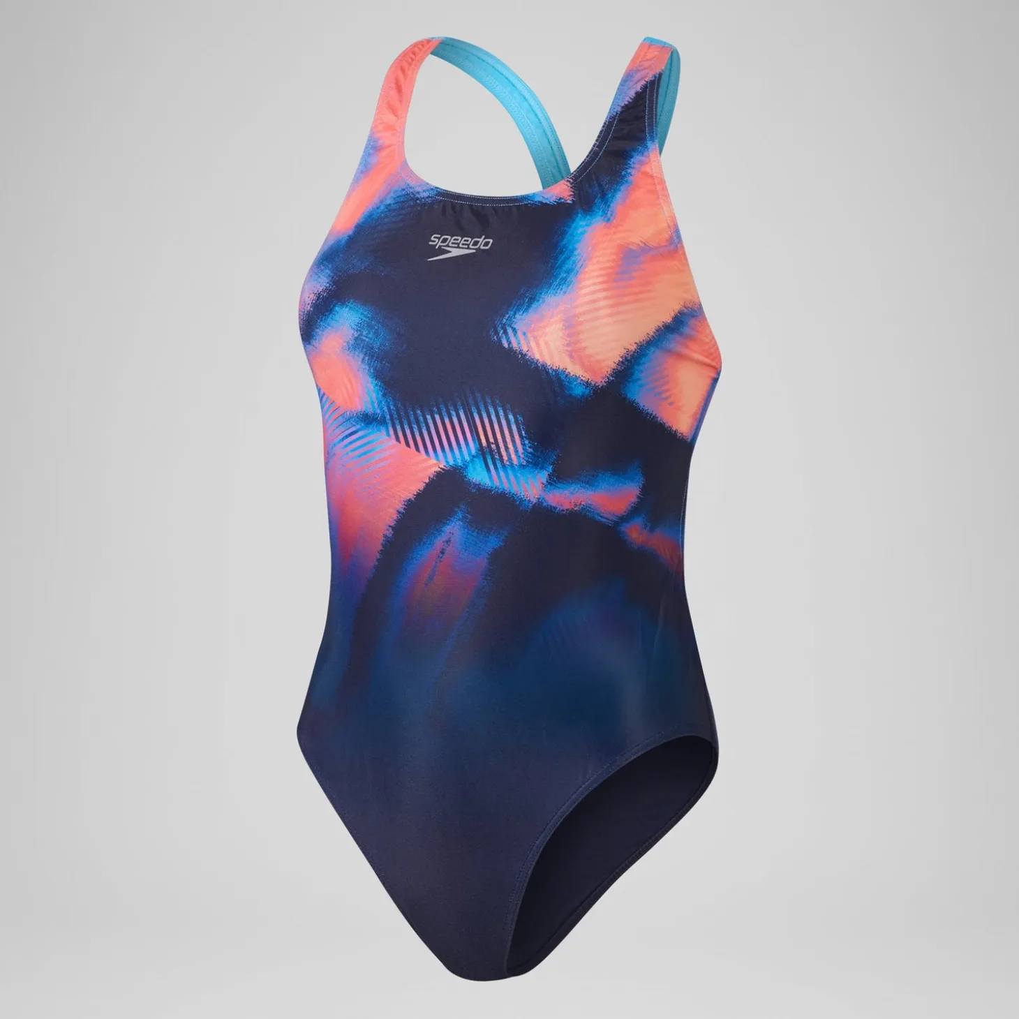 Women's Club Training Placement Digital Powerback Swimsuit Navy/Red