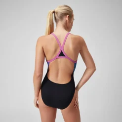 Women's Club Training Placement Digital Turnback Swimsuit Black/Pink
