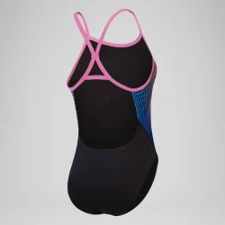 Women's Club Training Placement Digital Turnback Swimsuit Black/Pink