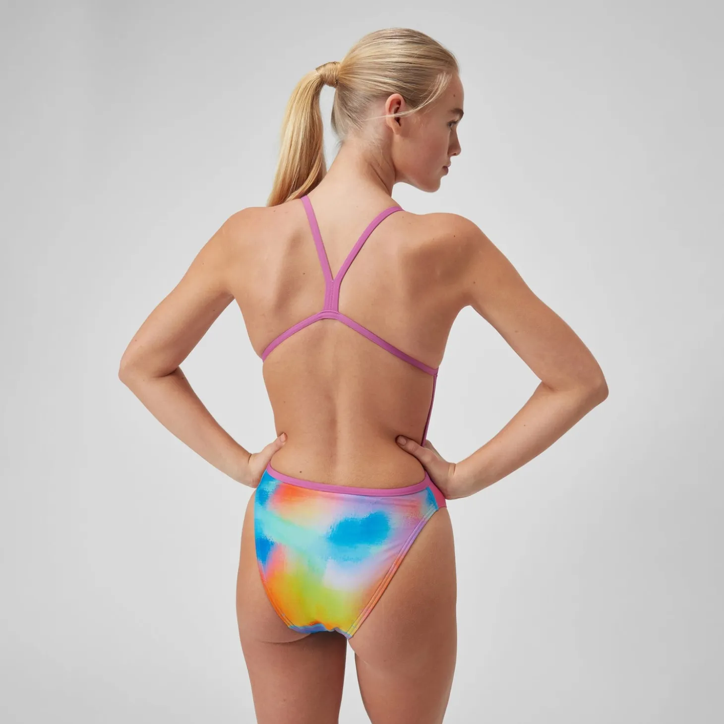 Women's Club Training Placement Digital Vback Swimsuit Pink/Yellow