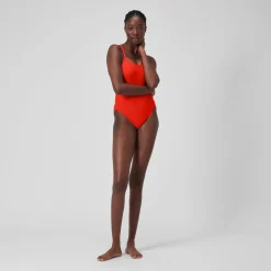 Women's Colourblock Racerback Swimsuit Red