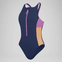Women's Colourblock Zip Swimsuit Blue