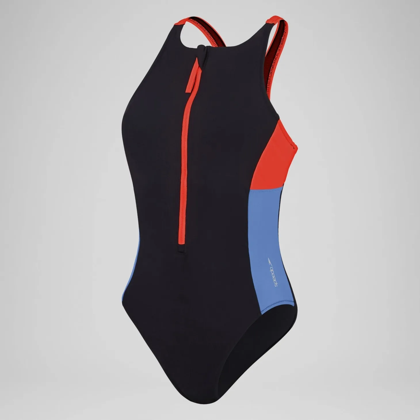 Women's Colourblock Zip Swimsuit Black/Red