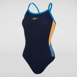 Women's Dive Thinstrap Muscleback Swimsuit Blue/Orange
