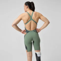 Women's Fastskin LZR Pure Intent 2.0 Openback Kneeskin Green/Orange