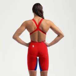 Women's Fastskin LZR Pure Valor 2.0 Openback Kneeskin Red/Blue
