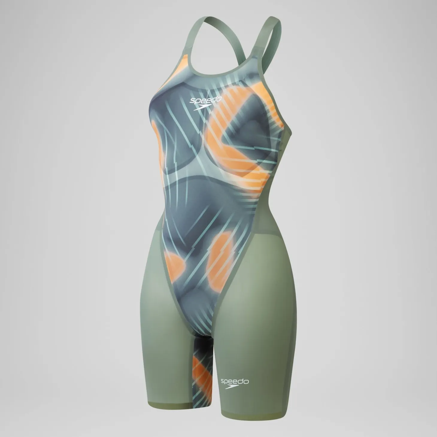 Women's Fastskin LZR Pure Valor 2.0 Openback Kneeskin Green/Orange