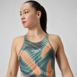 Women's Fastskin LZR Pure Valor 2.0 Openback Kneeskin Green/Orange