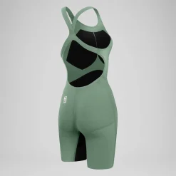 Women's Fastskin LZR Pure Valor 2.0 Openback Kneeskin Green/Black