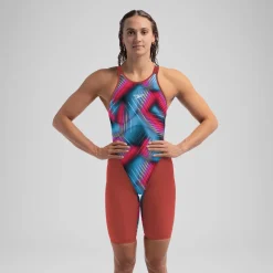 Women's Fastskin LZR Pure Valor 2.0 Openback Kneeskin Red/Blue