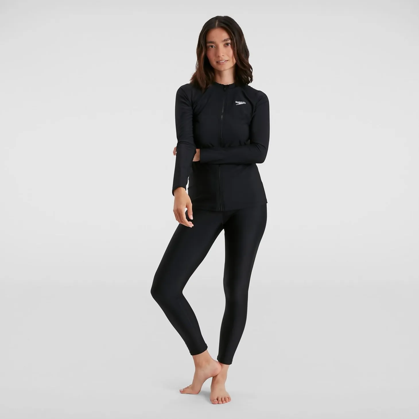 Women's Long Sleeved Zip Sun Protection Top Black