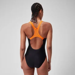 Women's Medley Logo Swimsuit Black/Orange