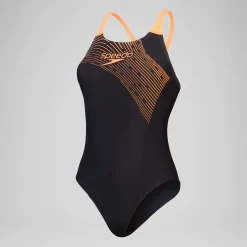 Women's Medley Logo Swimsuit Black/Orange