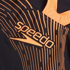 Women's Medley Logo Swimsuit Black/Orange