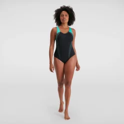 Women's Placement Laneback Swimsuit Black/Blue