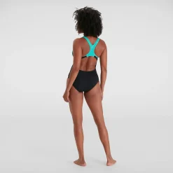 Women's Placement Laneback Swimsuit Black/Blue
