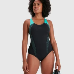 Women's Placement Laneback Swimsuit Black/Blue