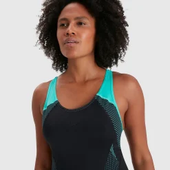 Women's Placement Laneback Swimsuit Black/Blue