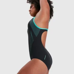 Women's Placement Laneback Swimsuit Black/Blue