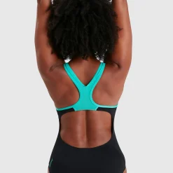 Women's Placement Laneback Swimsuit Black/Blue