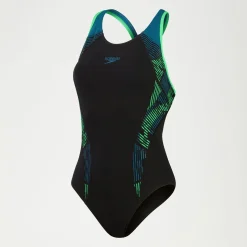 Women's Placement Laneback Swimsuit Black/Teal