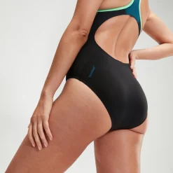 Women's Placement Laneback Swimsuit Black/Teal