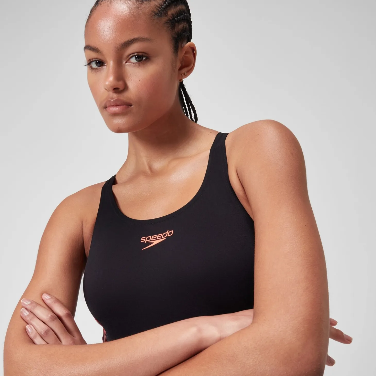 Women's Placement Muscleback Swimsuit Black/Purple