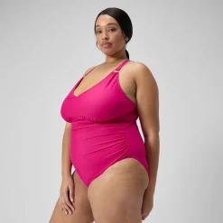 Women's Plus Size Shaping V Neck Swimsuit Purple