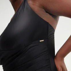Women's Plus Size Shaping V Neck Swimsuit Black