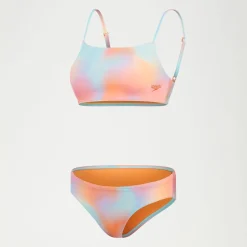 Women's Printed Adjustable Thinstrap Bikini Blue/Orange